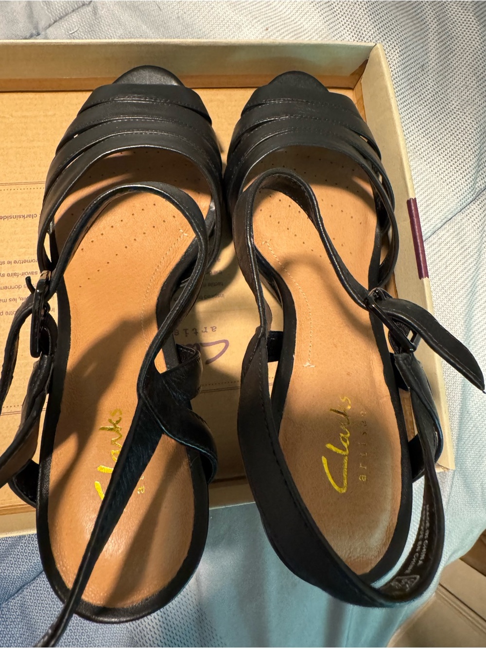 Clarks Black Strappy Ankle-Heel Sandals - Picture 3 of 4
